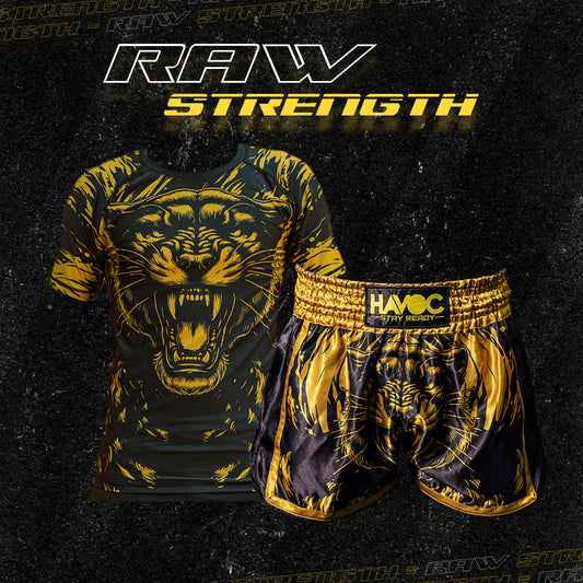 HAVOC Savage Tiger Set – Rash Guard + Muay Thai Shorts